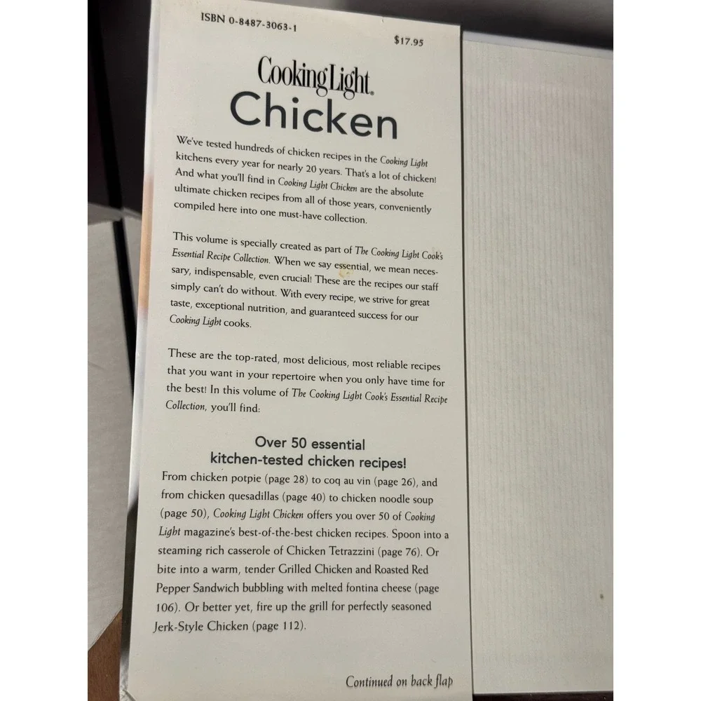 Cooking Light Chicken Cookbook 58 Essential Recipes Hardcover Oxmoor House